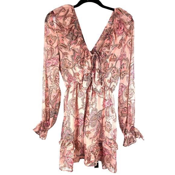 ASOS Pants - NEW ASOS Peach Floral Long Sleeve Romper Ruffle Neckline Size 6